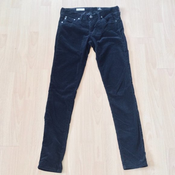 AG Adriano Goldschmied Super Skinny Legging pants  Black 27 R Velvet Corduroy - Picture 2 of 14